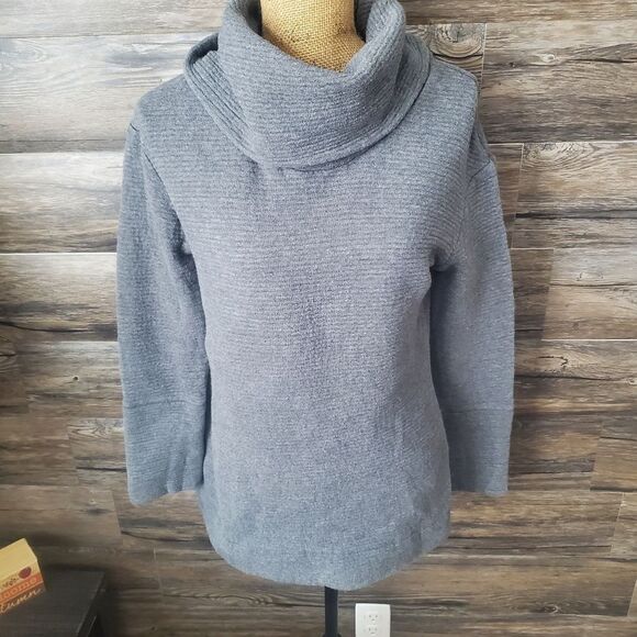 Merona Gray Textured Funnel Turtle Neck Sweatshirt, Women's Size Medium, Warm - Picture 3 of 9